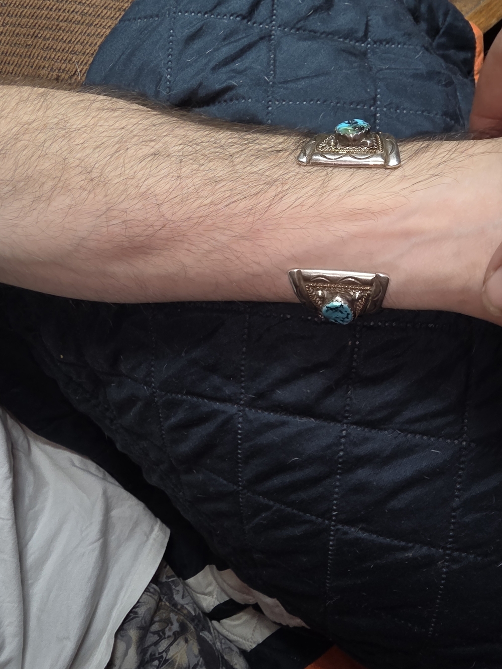 Turquoise Accent Silver Watch Cuff - Picture 6 of 7